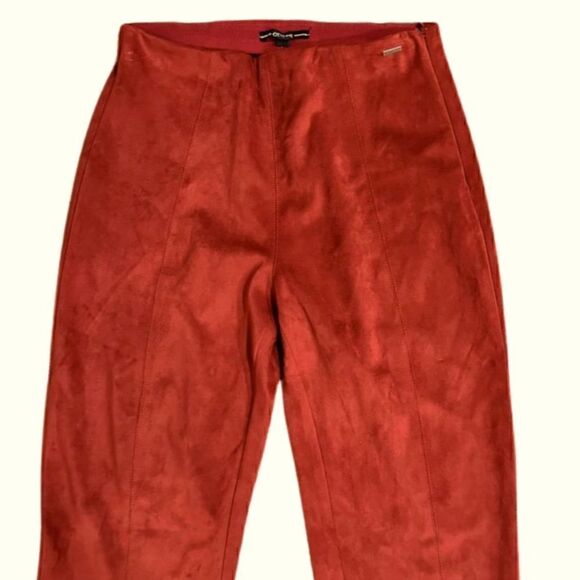 GUESS Women's Maya Faux Suede Leggings pants size L Bordeaux - Picture 13 of 15
